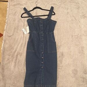 Denim Forum Strapless Blue Dress